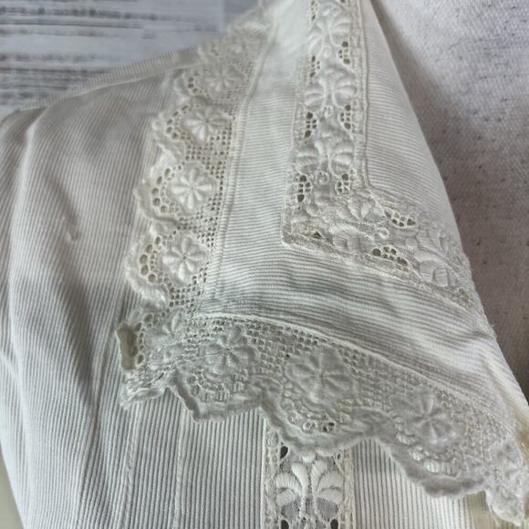 Vintage Ivory Handmade Dressing Bed Jacket Chemise Robe Lace Collar size L/XL - Picture 8 of 16